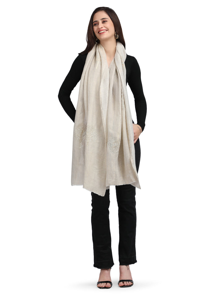Ivory Moonlight Gold Tree 100% Fine Wool Stole