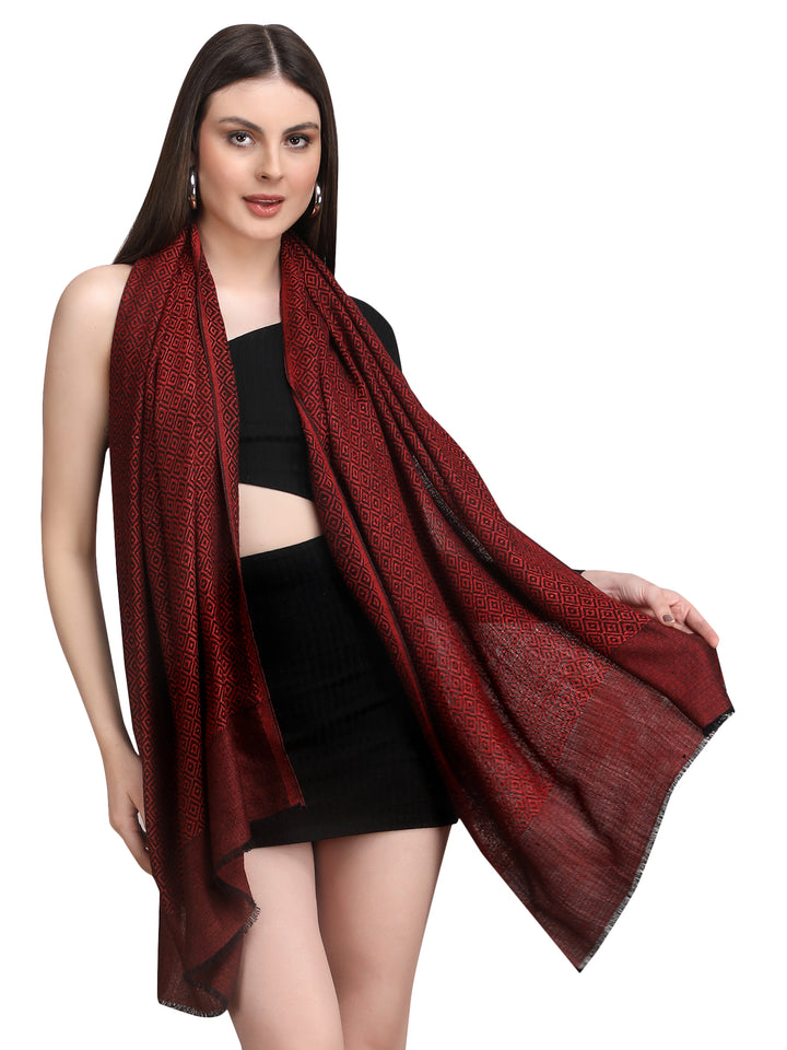 Maroon Tweed Fine Wool Stole - 348