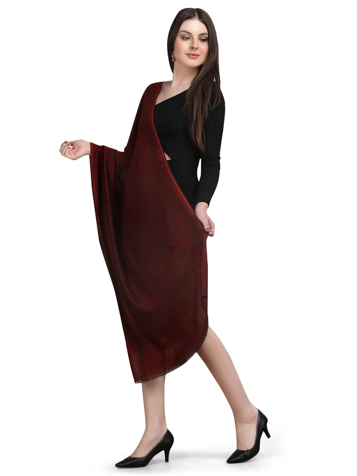 Maroon Tweed Fine Wool Stole - 348