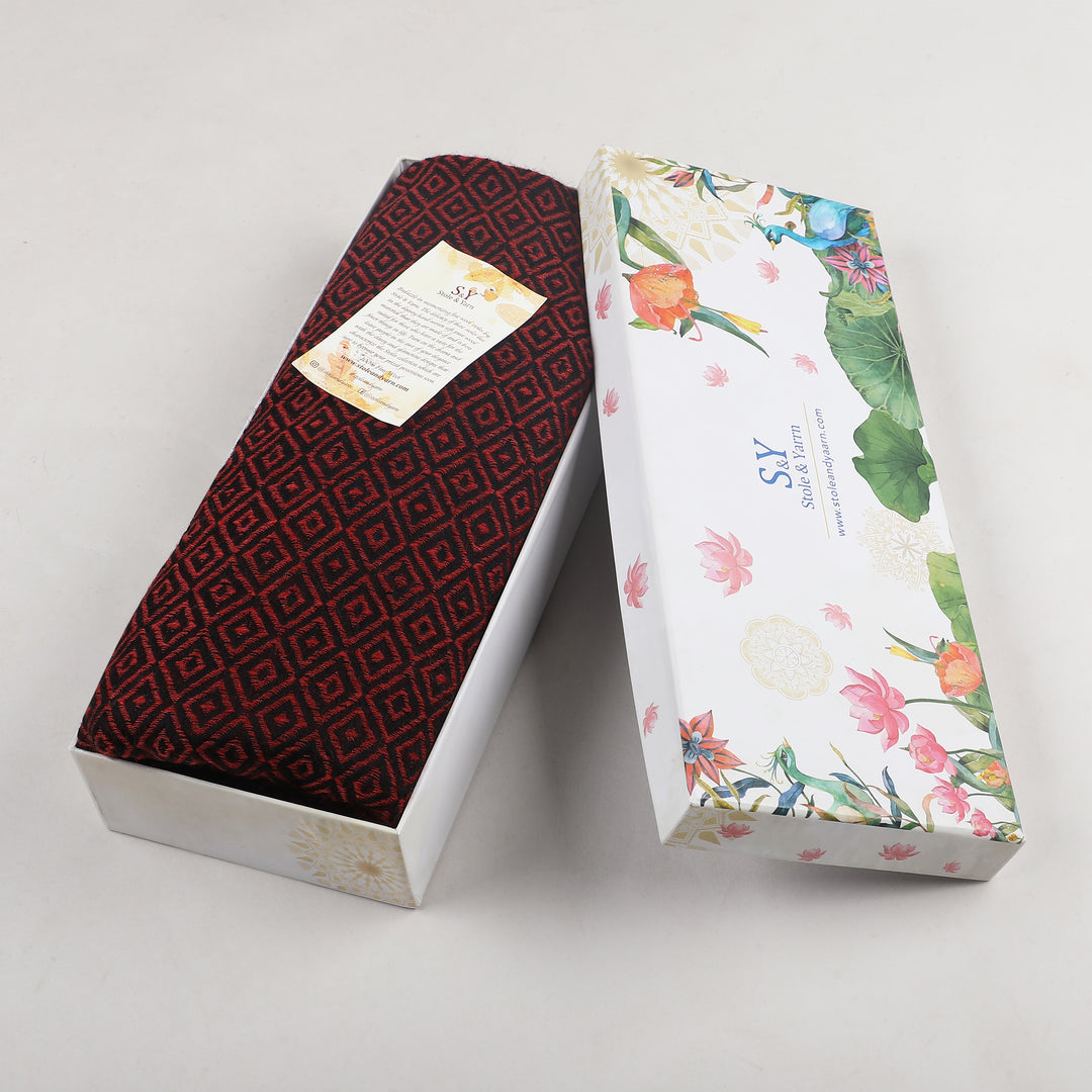 Maroon Tweed Fine Wool Stole - 348