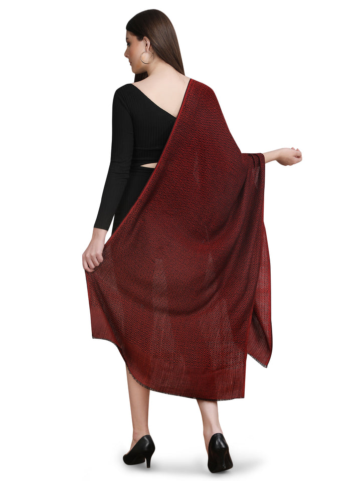 Maroon Tweed Fine Wool Stole - 348