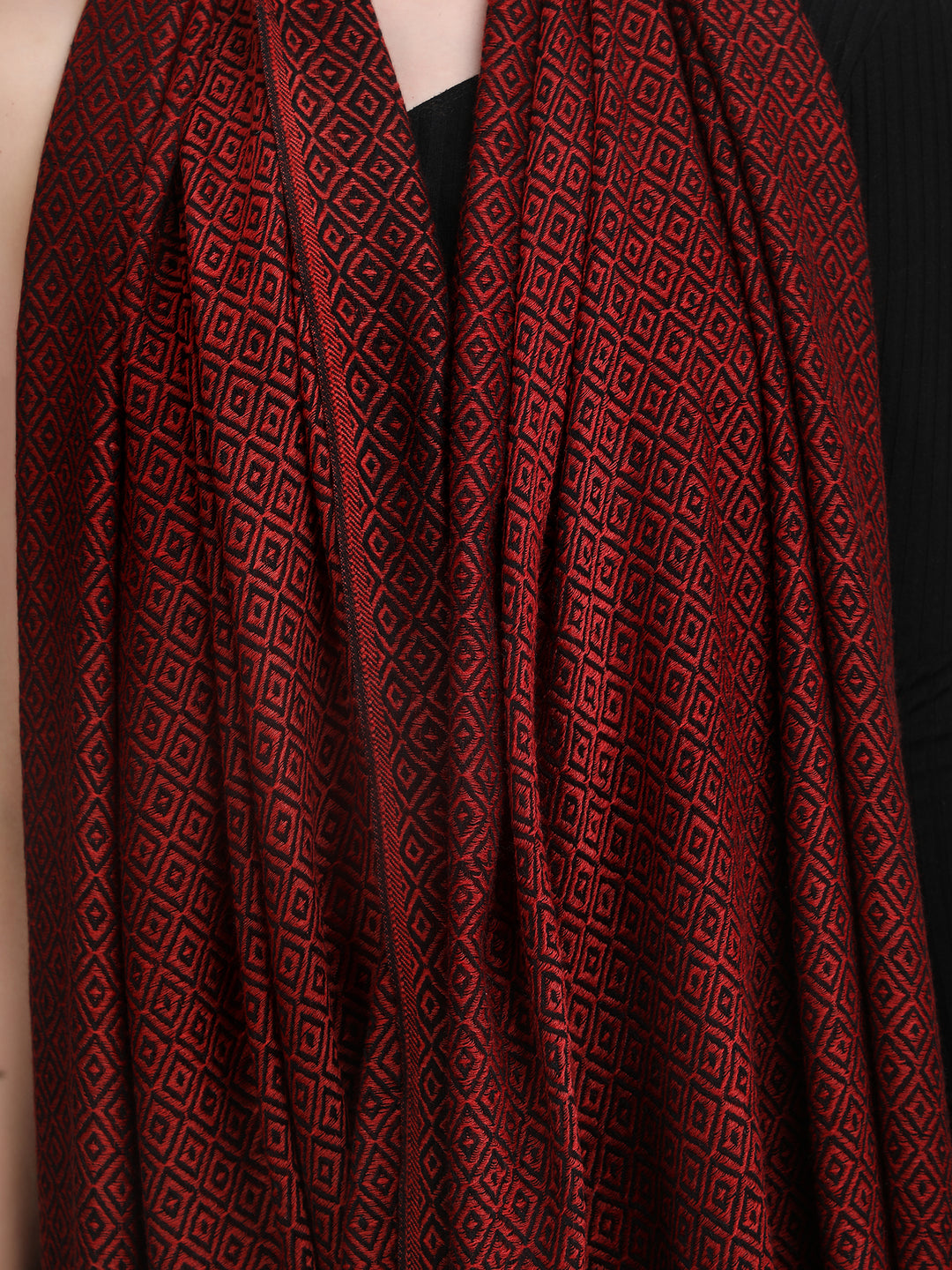 Maroon Tweed Fine Wool Stole - 348