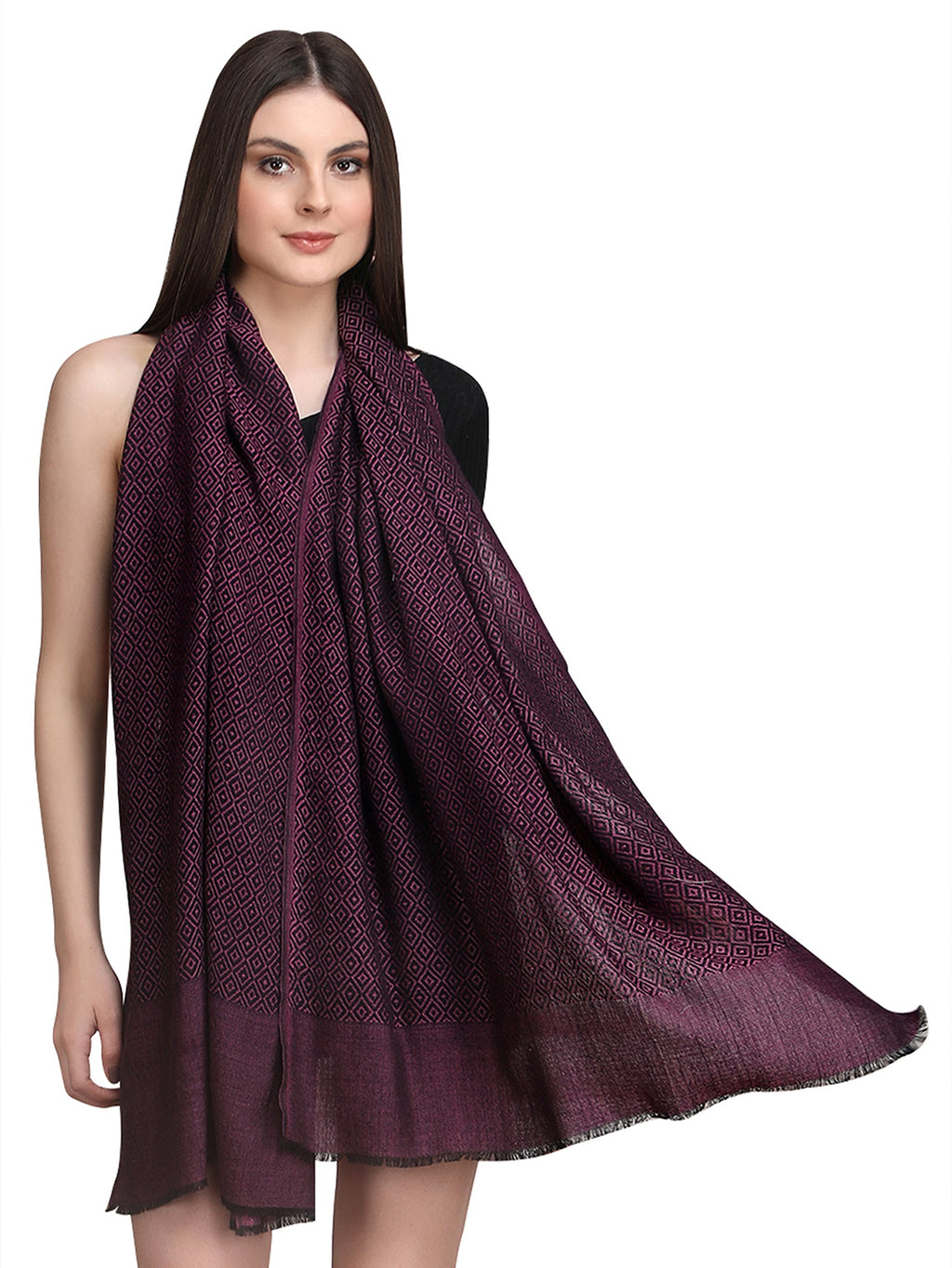 Wine Tweed Fine Wool Stole - 350