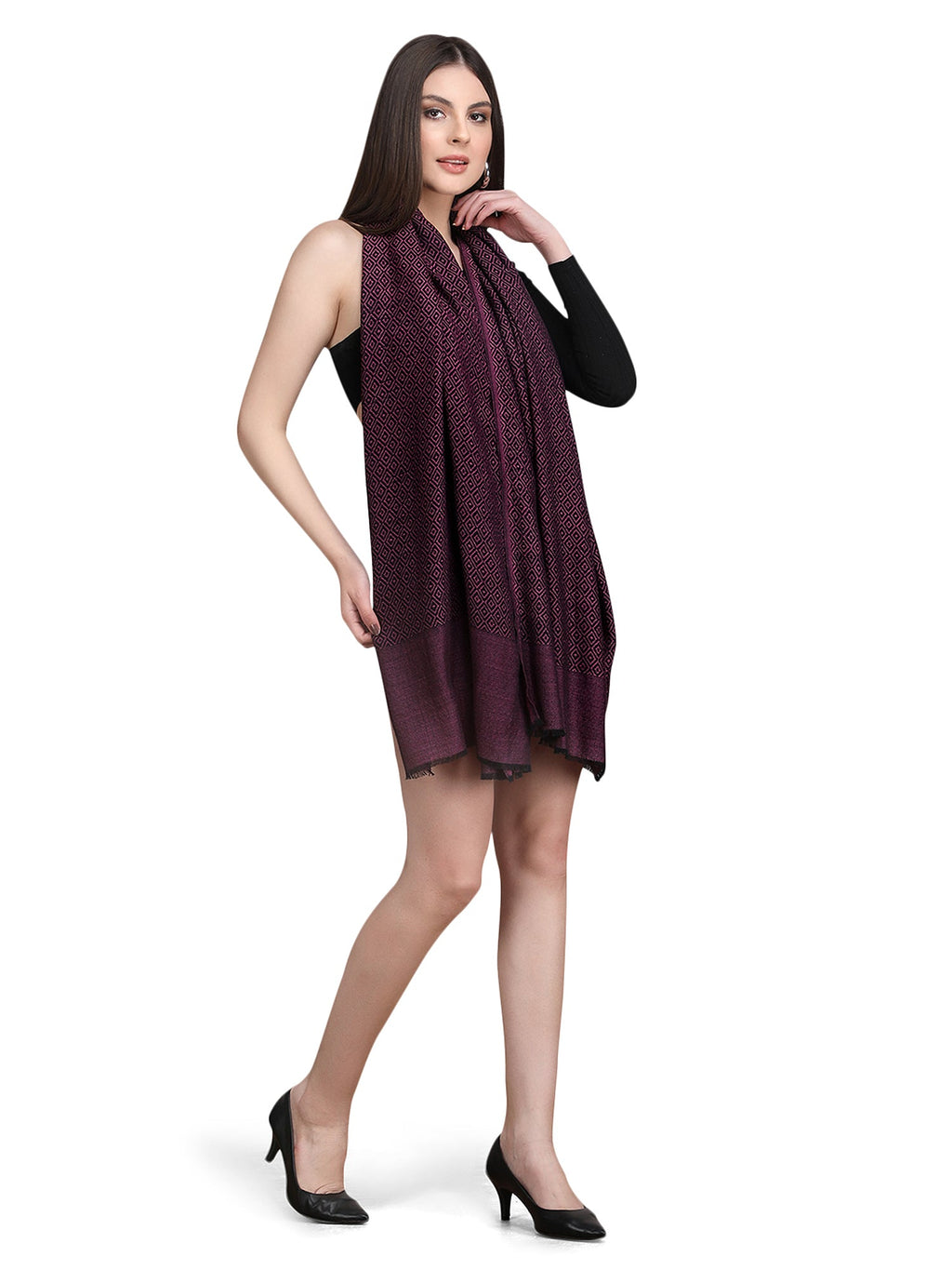 Wine Tweed Fine Wool Stole - 350