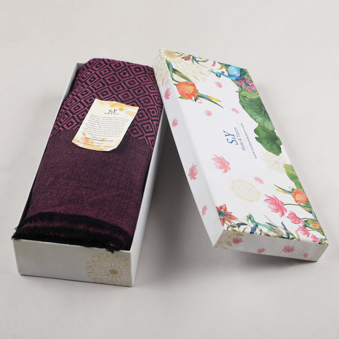 Wine Tweed Fine Wool Stole - 350