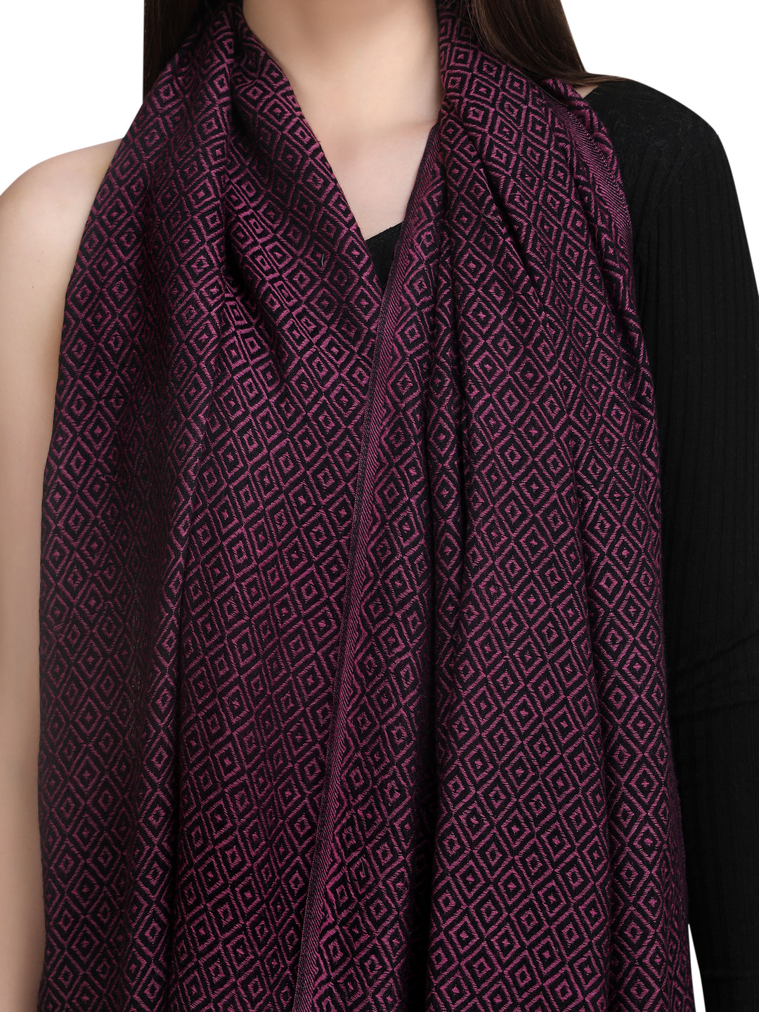 Wine Tweed Fine Wool Stole - 350