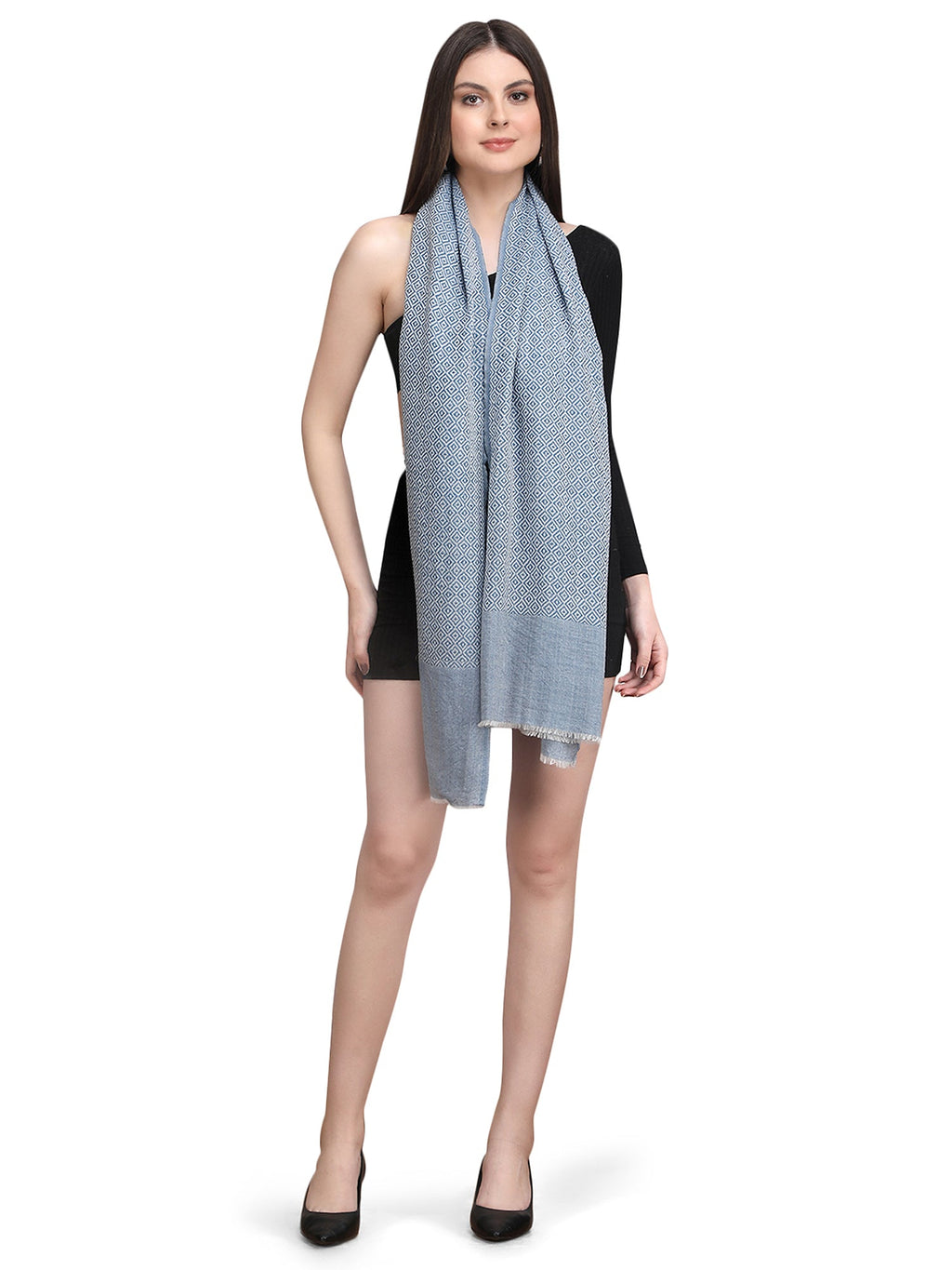 Blue Tweed Fine Wool Stole - 351