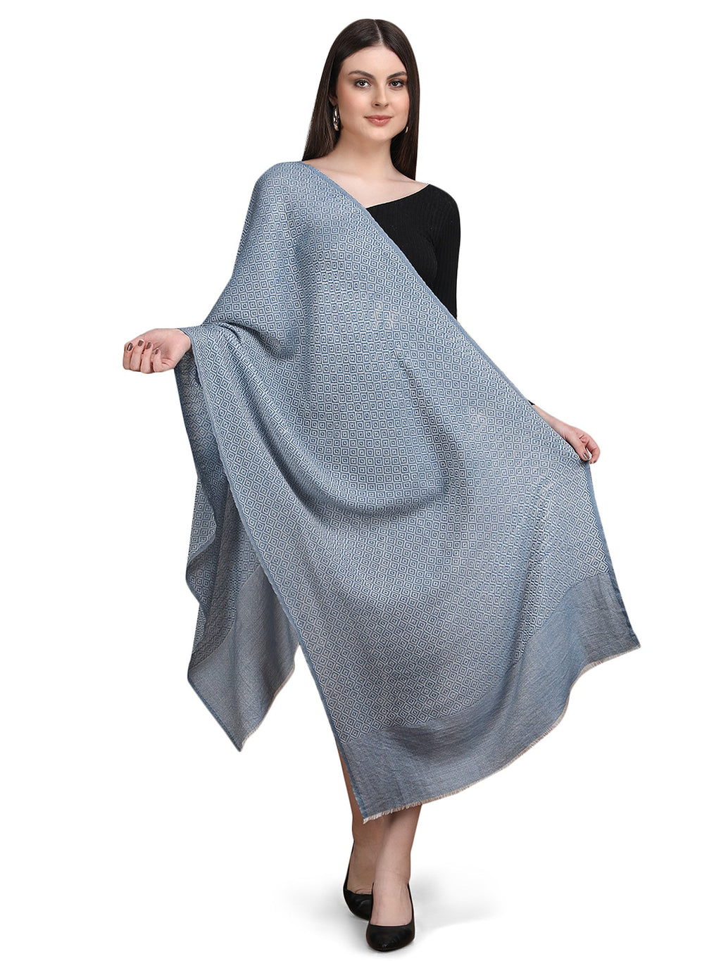 Blue Tweed Fine Wool Stole - 351