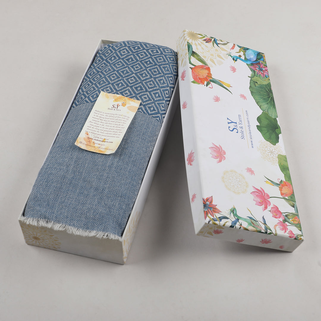 Blue Tweed Fine Wool Stole - 351