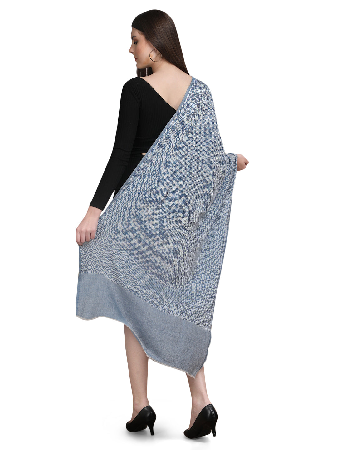 Blue Tweed Fine Wool Stole - 351