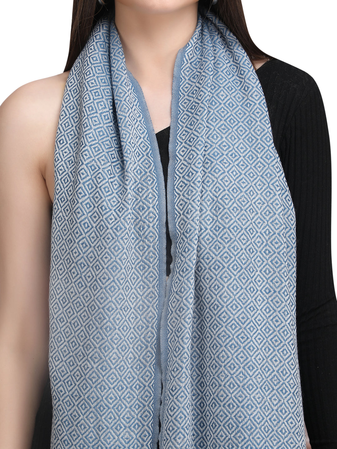 Blue Tweed Fine Wool Stole - 351