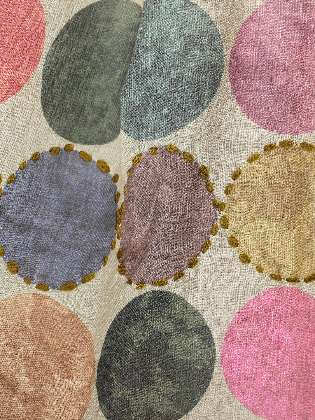 Pastel Green Cosmo Circles 100% Fine Wool Stole - 353