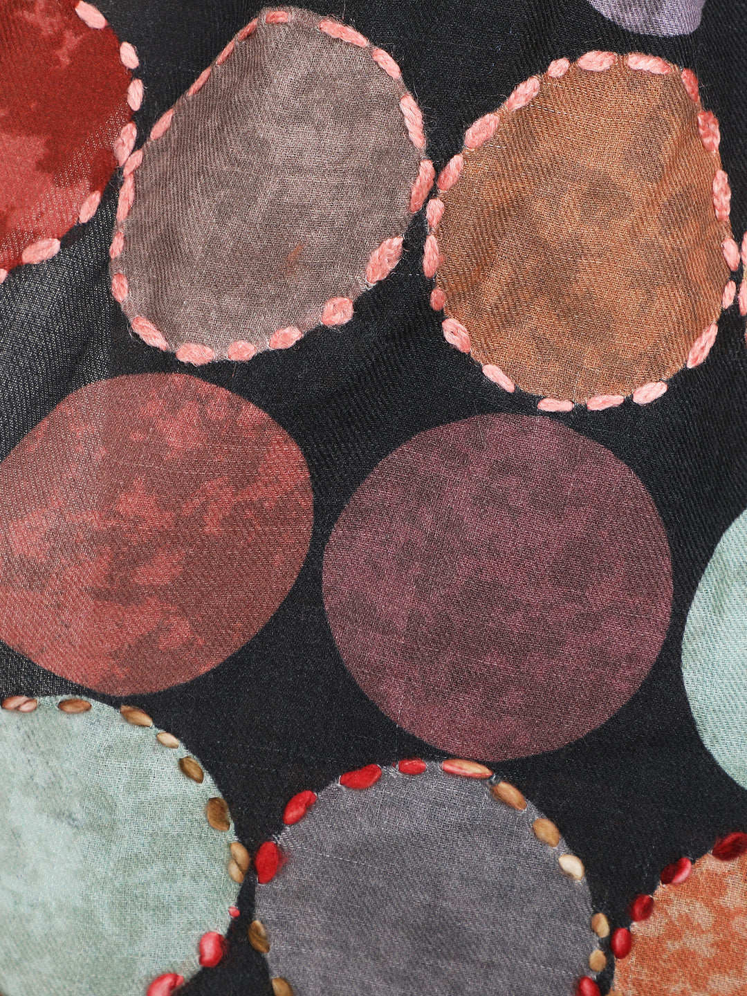 Black Cosmo Circles 100% Fine Wool Stole - 354