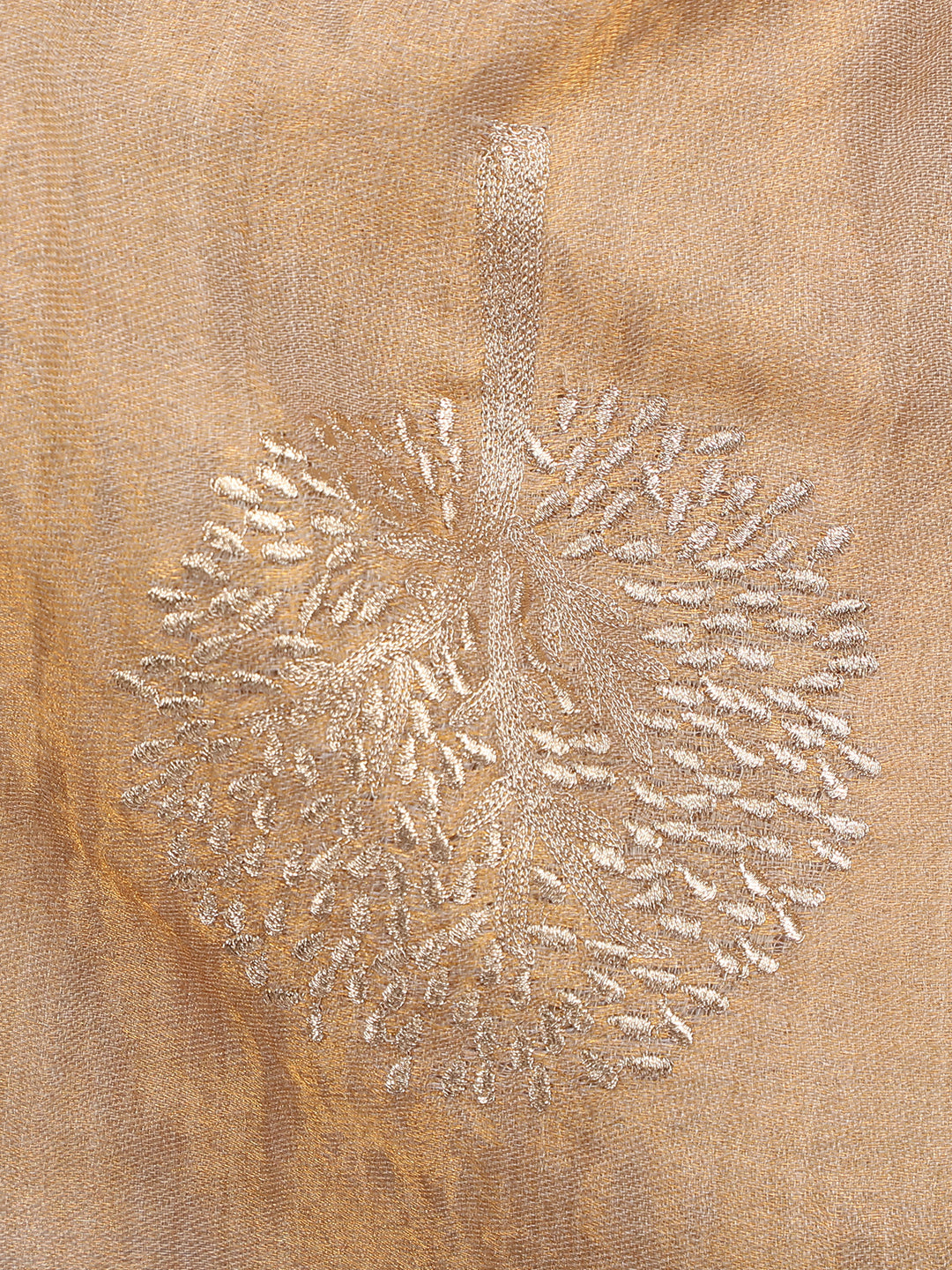 Gold Moonlight Zari Tree 100% Fine Wool Stole - 356