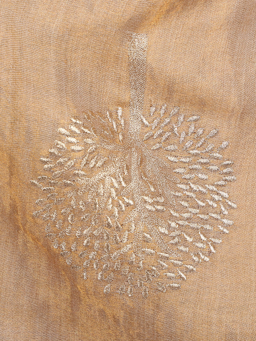 Gold Moonlight Zari Tree 100% Fine Wool Stole - 356