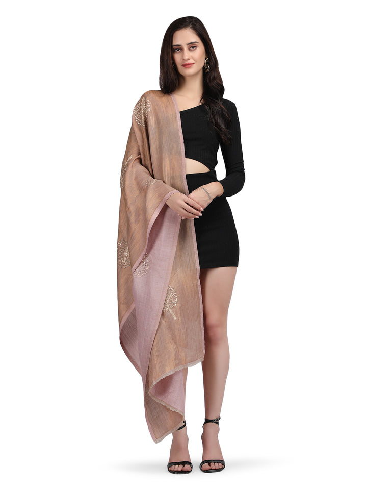 Rose Moonlight Zari Tree 100% Fine Wool Stole - 357