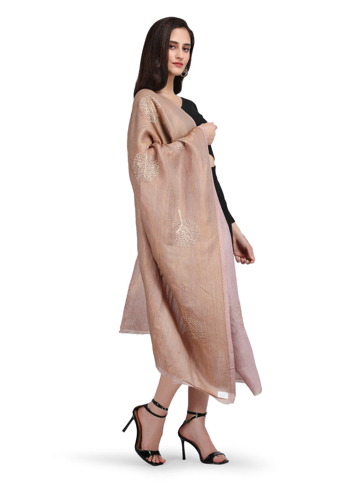 Rose Moonlight Zari Tree 100% Fine Wool Stole - 357