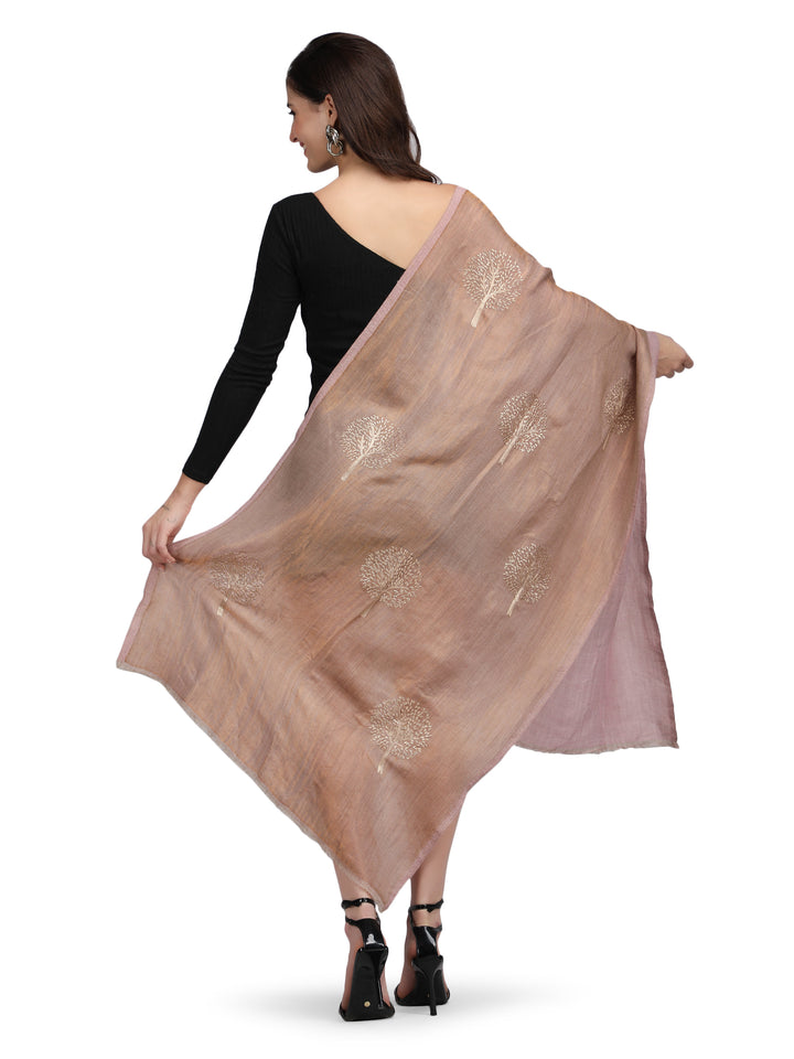 Rose Moonlight Zari Tree 100% Fine Wool Stole - 357