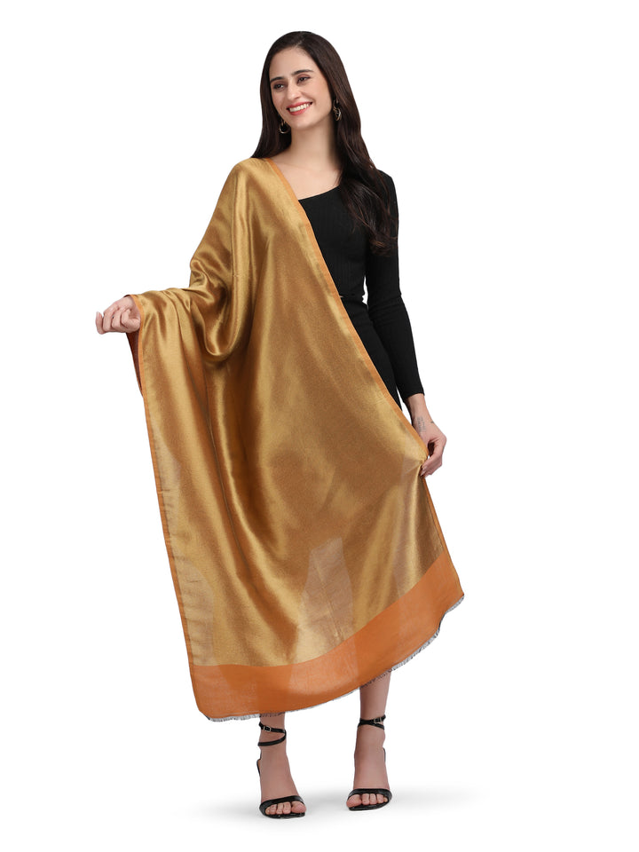 Orange Zari Reversible 100% Fine Wool Stole-359