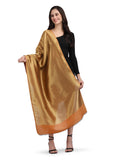 Orange Zari Reversible 100% Fine Wool Stole-359