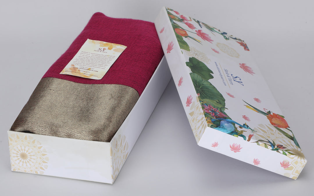 Pink Zari Reversible 100% Fine Wool Stole-399