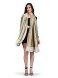 Ivory Zari Reversible 100% Fine Wool Stole-364