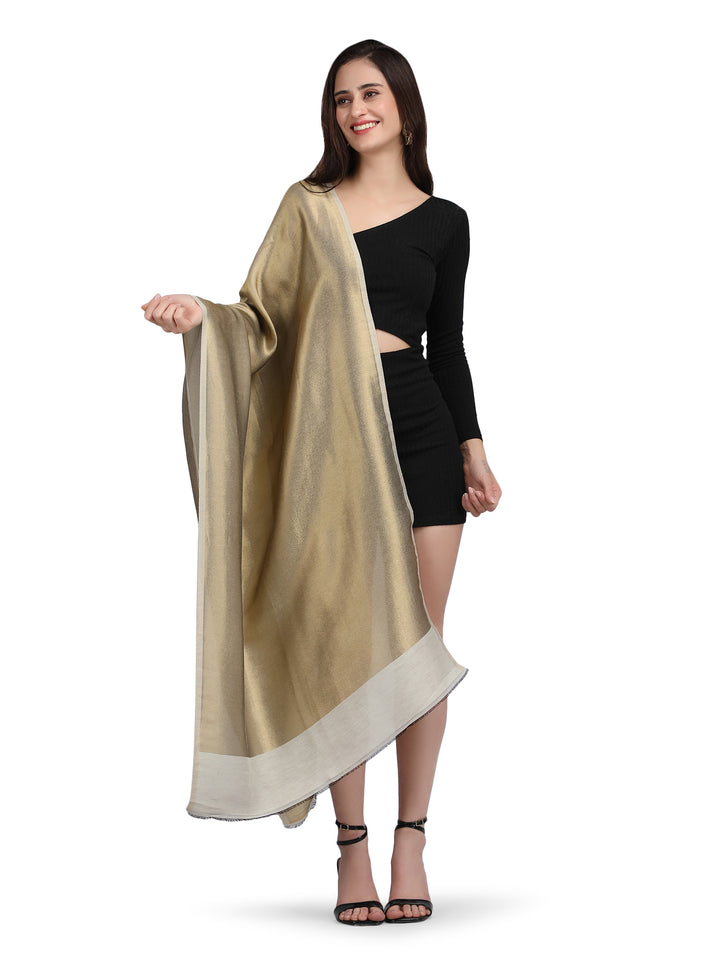 Ivory Zari Reversible 100% Fine Wool Stole-364