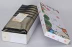 Black Zari Leheriya 100% Fine Wool Stole - Reversible- 365