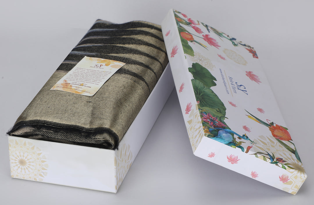 Balck Zari Leheriya Stole - Reversible- 365