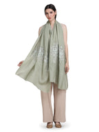 Pastel Green Floral Boquet 100% Fine Wool Stole - 368