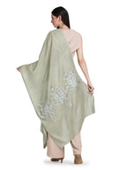 Pastel Green Floral Boquet 100% Fine Wool Stole - 368