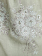 Pastel Green Floral Boquet 100% Fine Wool Stole - 368
