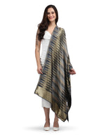 Black Zari Leheriya 100% Fine Wool Stole - Reversible- 369