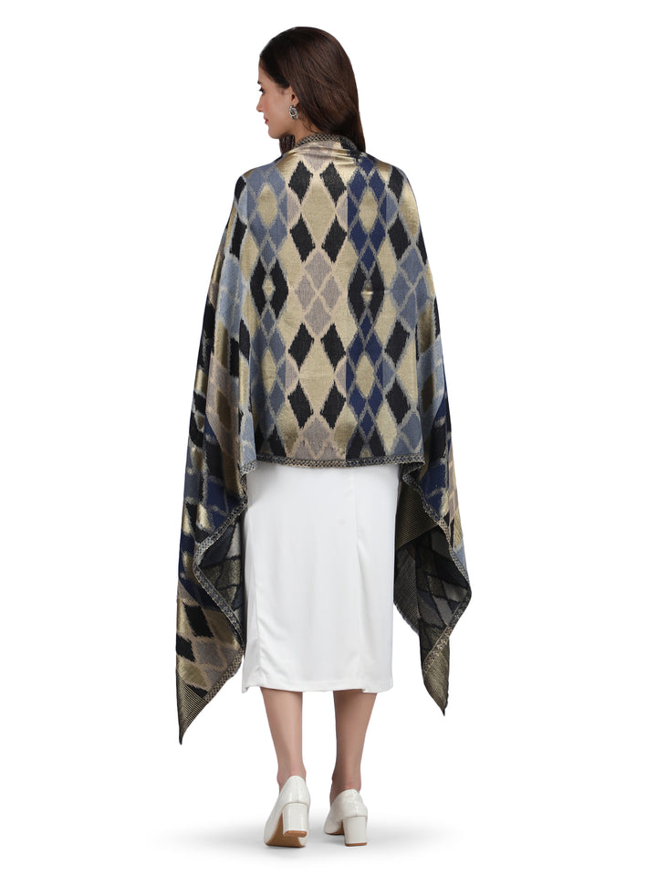 Noor Zari Ikat Weave 100% Fine Wool Stole - 370
