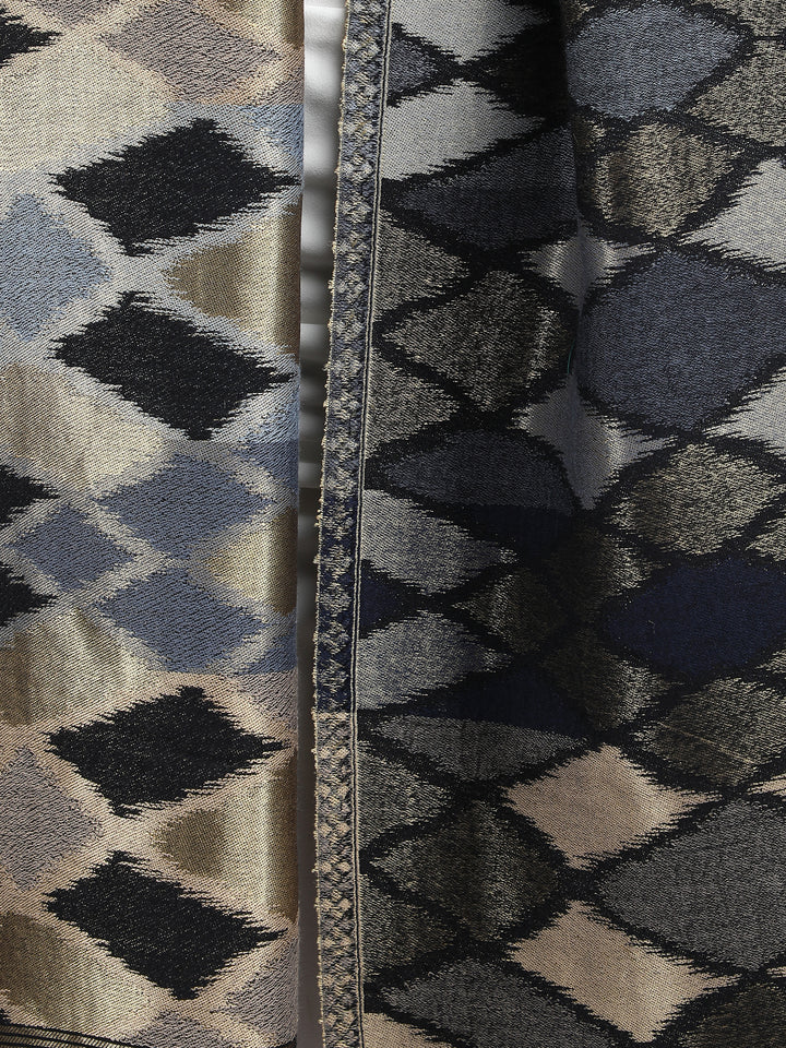 Noor Zari Ikat Weave 100% Fine Wool Stole - 370