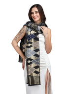 Noor Zari Ikat Weave 100% Fine Wool Stole - 370