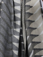 Plain Ikat Weave 100% Fine Wool Stole (Reversible) Stole - Ivory & Grey- 373