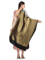 Silver & Gold Zari Reversible Stole- 403 - Black