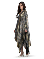 Black Zari Leheriya 100% Fine Wool Stole - Reversible- 369