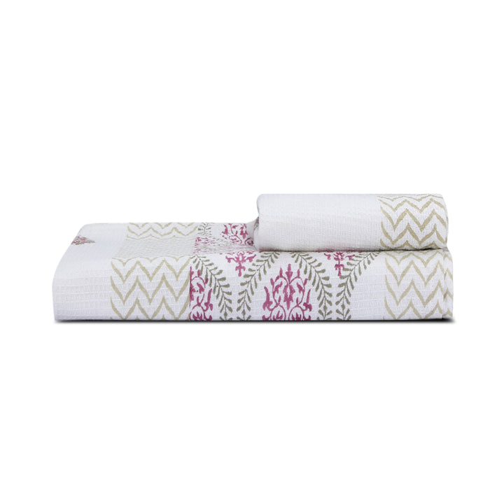 100% COTTON FLORAL WAFFLE TOWEL -  (SET OF 2 SMALL (20 X 30 INCHES) & 1 BIG (60 X 30 INCHES) - 100