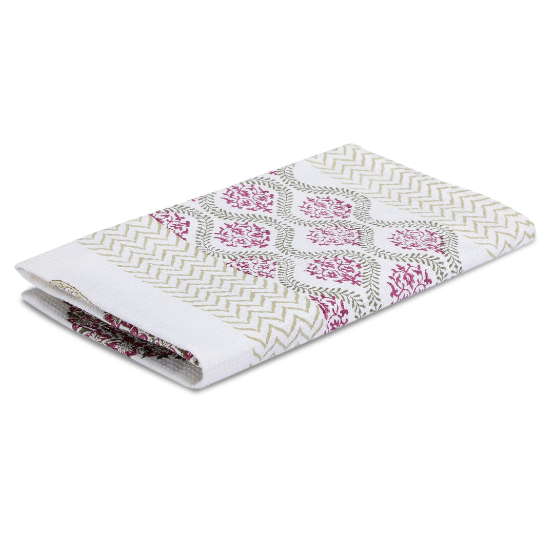 100% COTTON FLORAL WAFFLE TOWEL -  (SET OF 2 SMALL (20 X 30 INCHES) & 1 BIG (60 X 30 INCHES) - 100
