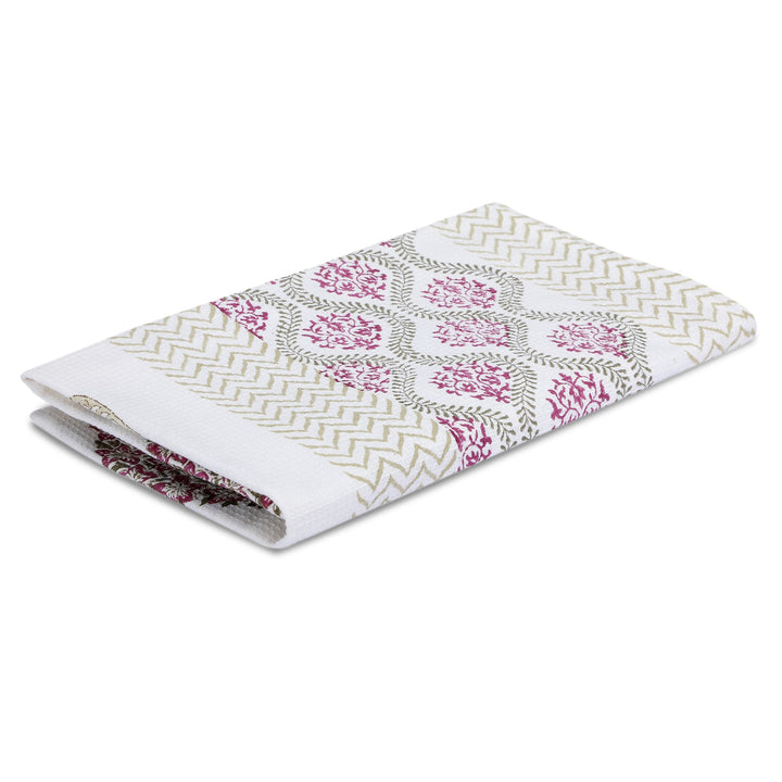 100% COTTON FLORAL WAFFLE TOWEL -  (SET OF 2 SMALL (20 X 30 INCHES) & 1 BIG (60 X 30 INCHES) - 100