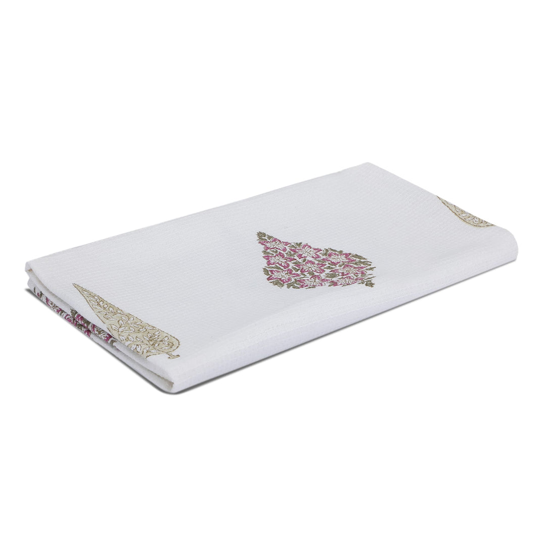 100% COTTON FLORAL WAFFLE TOWEL -  (SET OF 2 SMALL (20 X 30 INCHES) & 1 BIG (60 X 30 INCHES) - 100