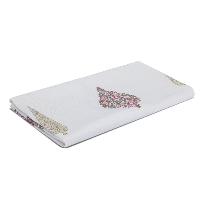 100% COTTON FLORAL WAFFLE TOWEL -  (SET OF 2 SMALL (20 X 30 INCHES) & 1 BIG (60 X 30 INCHES) - 100