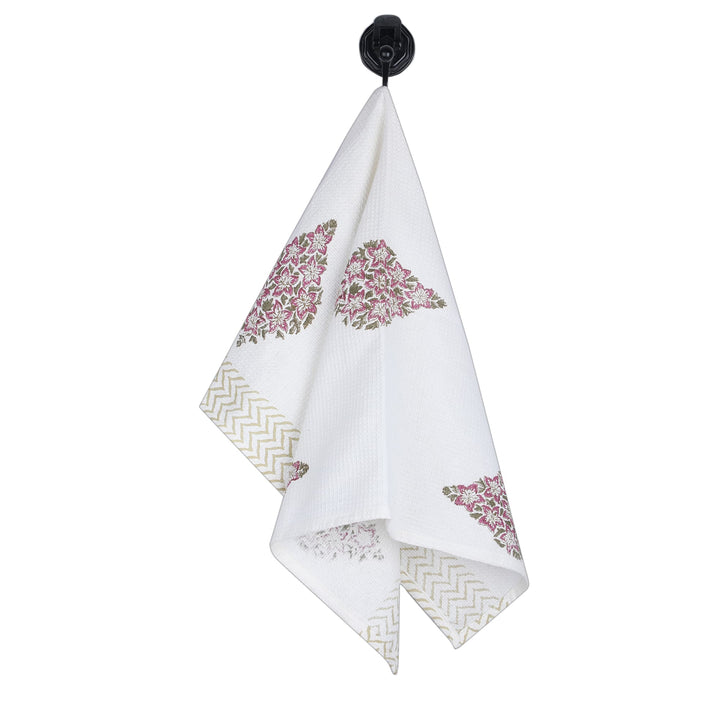 100% COTTON FLORAL WAFFLE TOWEL -  (SET OF 2 SMALL (20 X 30 INCHES) & 1 BIG (60 X 30 INCHES) - 100