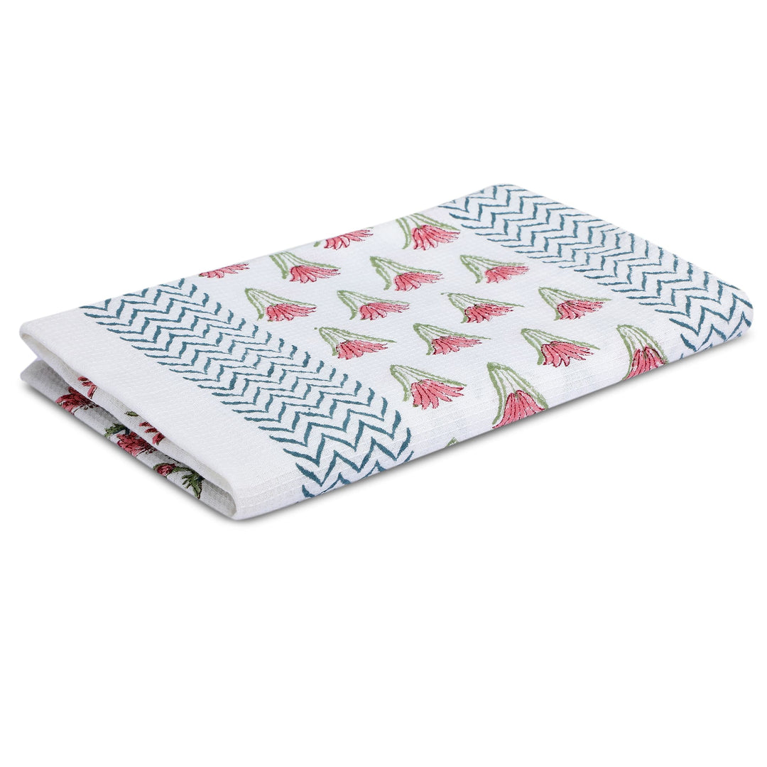 100% COTTON FLORAL WAFFLE TOWEL -  (SET OF 2 SMALL (20 X 30 INCHES) & 1 BIG (60 X 30 INCHES) - 102