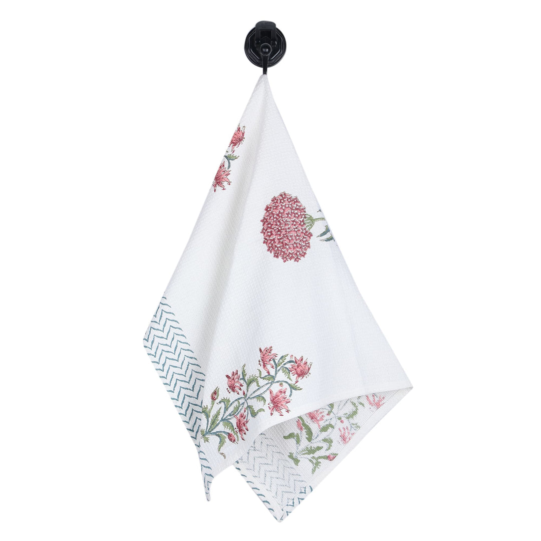 100% COTTON FLORAL WAFFLE TOWEL -  (SET OF 2 SMALL (20 X 30 INCHES) & 1 BIG (60 X 30 INCHES) - 102