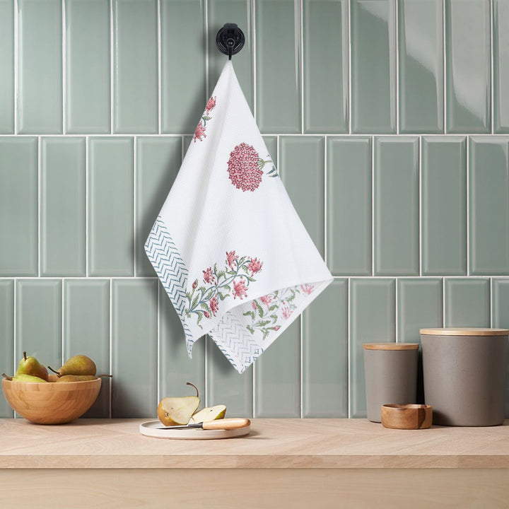 100% COTTON FLORAL WAFFLE TOWEL -  (SET OF 2 SMALL (20 X 30 INCHES) & 1 BIG (60 X 30 INCHES) - 102