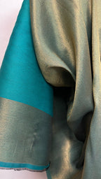 Him/Her Teal Blue Zari Reversible 100% Fine Wool Stole- 310