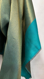 Him/Her Teal Blue Zari Reversible 100% Fine Wool Stole- 310